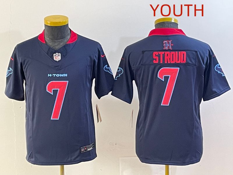 Youth Houston Texans #7 Stroud Blue Second generations 2025 Nike Limited NFL Jersey style 1